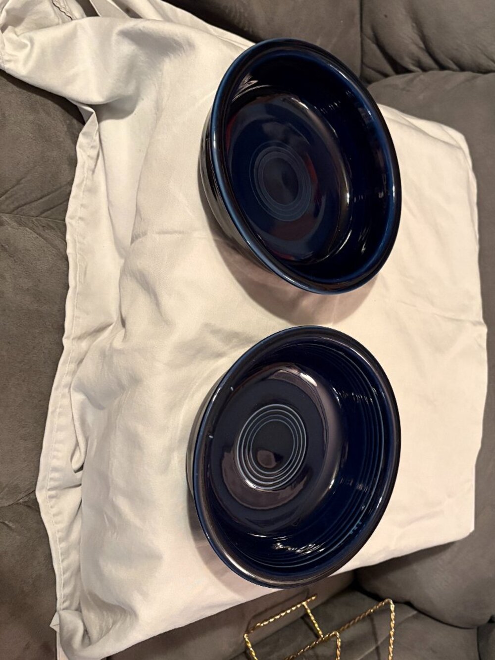 Set Of 2-Fiestaware Coupe Soup/Cereal Bowls-7" D-small "f"-Cobalt Blue-EUC